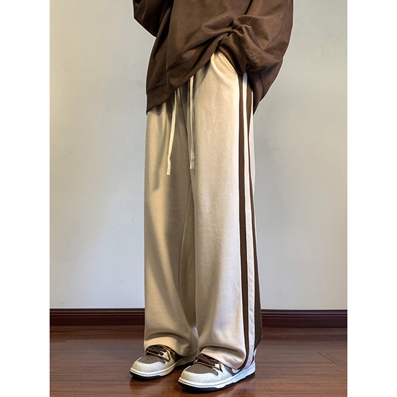 [SENSU Series]★Casual Pants★ 3color Bottoms Pants Unisex Men's Vertical Striped Striped Pattern Black Beige Coffee Color