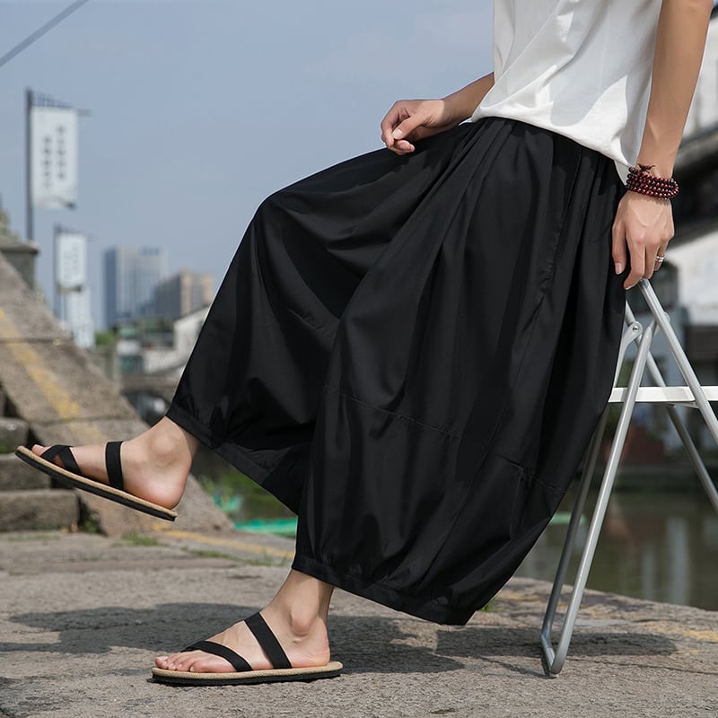 [JINTANG Series]★China style trousers★Bottoms Casual Pants Men's Large Size Loose Black