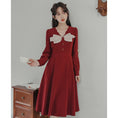 Load image into Gallery viewer, [Shoujo Series] ★One Piece★ 2color Literary Style Easy to Match Ribbon Red Black V-Neck
