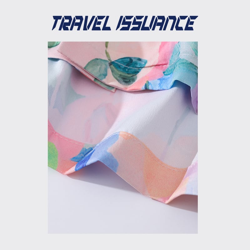 [TRAVEL ISSUANCE Series] ★Oil Painting Style Shirt★ Hawaii Aloha Shirt Print Unisex Men's Aya Cute