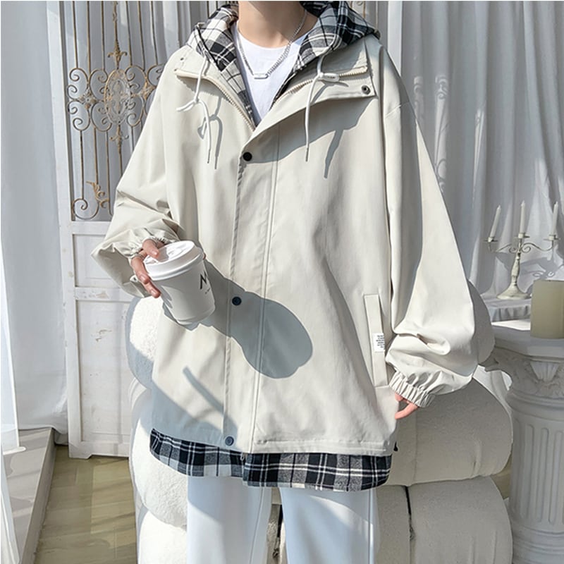 [Tetsusho Series]★Jacket★ 4color Outerwear Unisex Men's Faux Layered Plaid Pattern Large Size