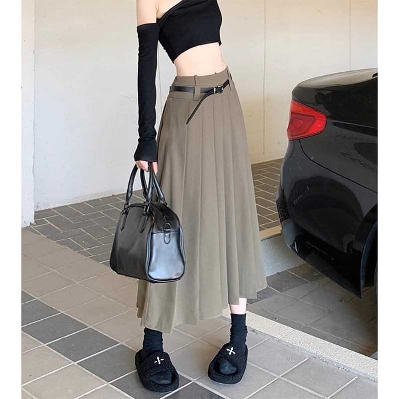 [Shoujo Kaira Series]★Skirt★ 3color Bottoms Pleated Skirt Black Gray Black Gray Slimming Easy to Match SML