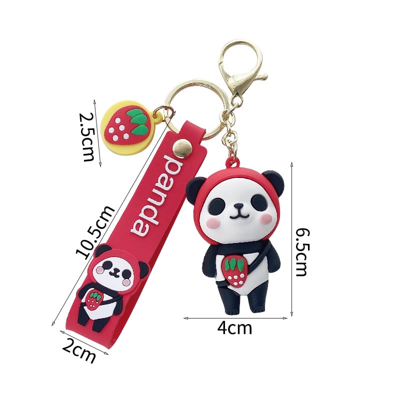 Cute Couple Panda Keychain Gift Red Blue Yellow Pink