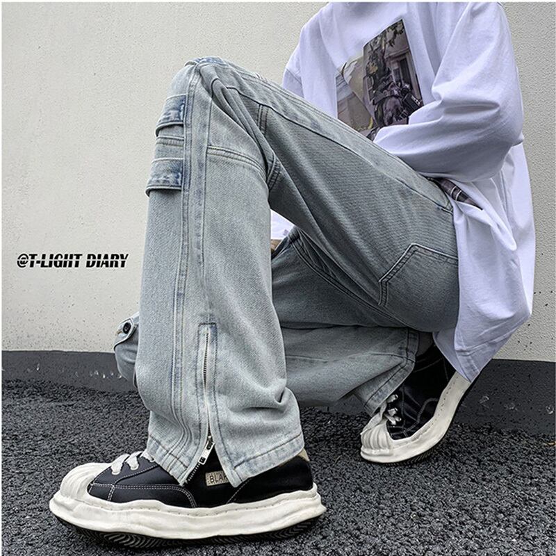 [YOILIN Series] ★Denim Pants★ Casual Pants 2color Unisex Men's Large Size Blue Black