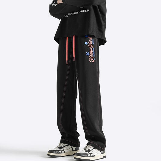 [BIGEMAN Series]★Casual Pants★ 2color Bottoms Pants Men's Large Size Alphabet Beige Black