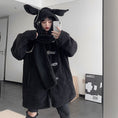 Load image into Gallery viewer, [Miyakoya Series] ★Coat + Hat★ Trench coat Black Black autumn/winter coat Thick, warm, loose, cute
