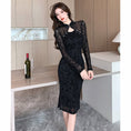 Load image into Gallery viewer, [AL Fashion Series] ★Cheongsam dress★ Chinese style dress, slimming, sexy, improving temperament, black, black
