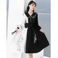 Load image into Gallery viewer, [Dust Smoke Cloud Dream---Boku Bamboo Series] ★Chinese style dress★ Long sleeve switching bamboo Chinese clothing Black Black SML Original Cute
