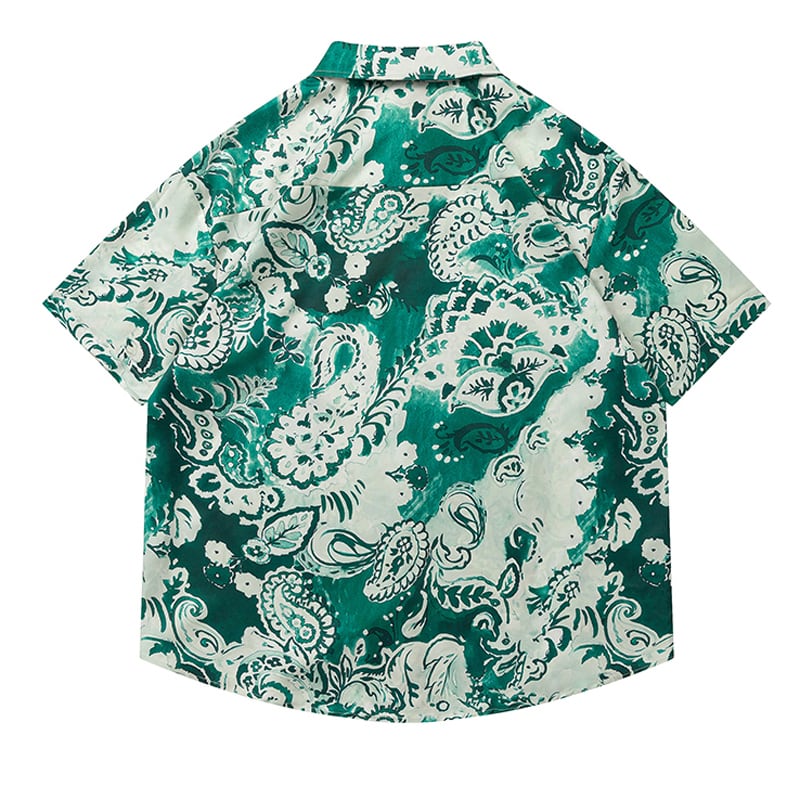 [JINKESEN Series]★Shirt★ Tops Printed Short Sleeve Shirt Unisex Men's Summer Clothes Green Green