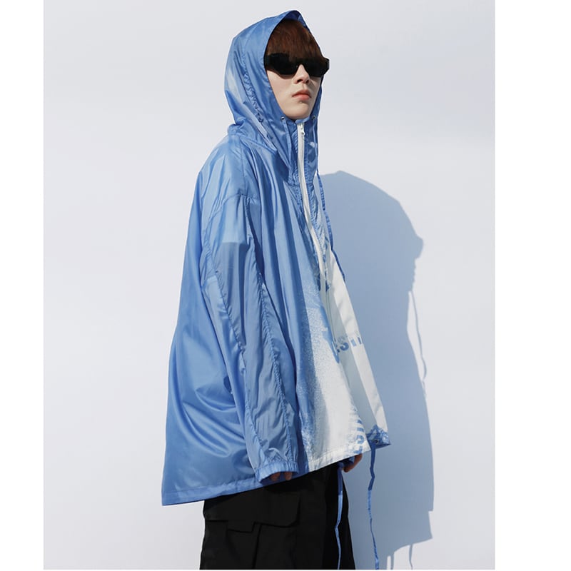 [SIN87 Series]★UV protection★ 2color UPF50+ Sun protection Cooling protection Thin outerwear Loose fit Unisex Men's Blue Black