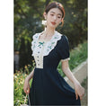 Load image into Gallery viewer, [Nan Kemu Series] ★One Piece★ Embroidery Girls' Night Out Date Sexy Temperament Enhancement Retro Green Short Sleeve Dress Summer Clothes
