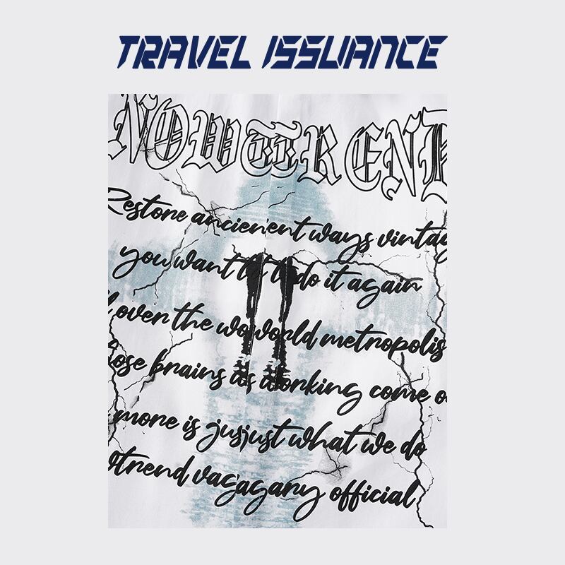 [TRAVEL ISSUANCE Series]★Shirt★ 2color Tops Long Sleeve Shirt Unisex Men's Stylish Black White Print