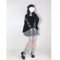 Load image into Gallery viewer, [Nekogan Series]★Sweater★ 2color Black or Gray Tops V-neck Fluffy Loose Black Date Cute
