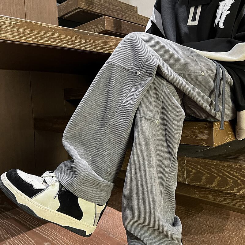 [DFBL Series]★Casual Pants★ 3color Bottoms Trousers Corduroy Unisex Men's Black Coffee Color Gray