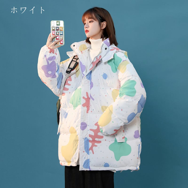 [Suikoishi Series] ★Winter Coat★ Cotton Coat Outerwear 2color Unisex Men's Cartoon White Beige