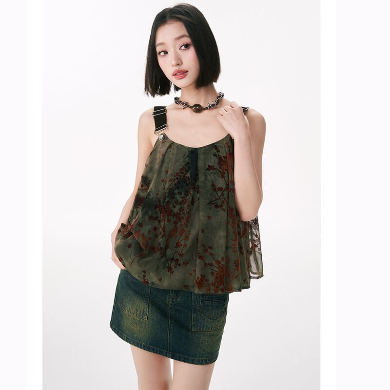 [Yangji Great Dream Series]★China style tank top★Camisole sexy slimming original green summer clothes