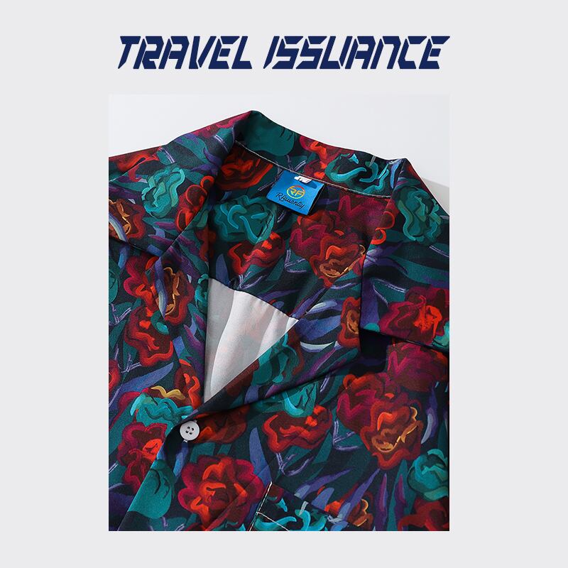 [TRAVEL ISSUANCE Series]★Oil painting style shirt★ Tops Short sleeve shirt Spring/summer ML XL 2XL Unisex Men's V-neck Floral pattern