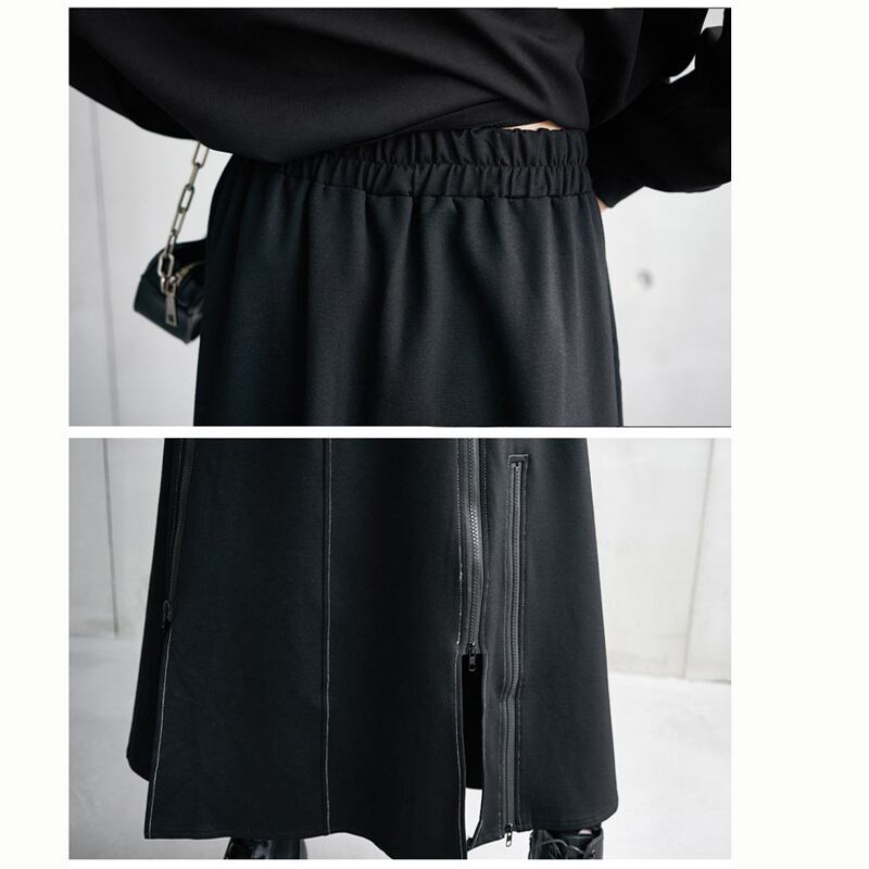 [0246 Series]★Skirt★ Bottoms Punk Harajuku Style Casual Design Black Black ML