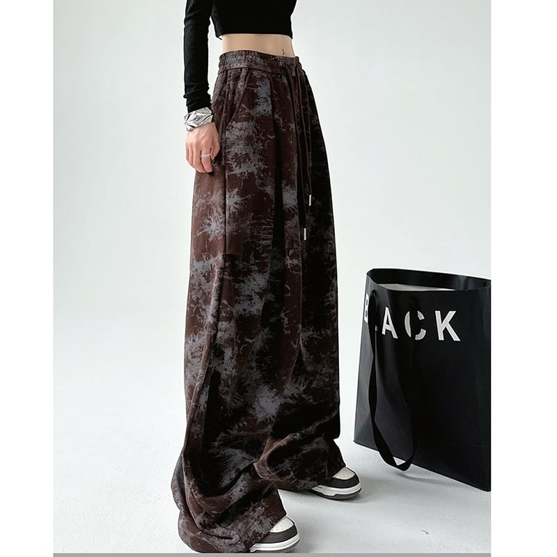 [Ki Shoko Series] ★Casual Pants★ 2color Floral Pattern Pants Bottoms Unisex Men's Black Coffee Color