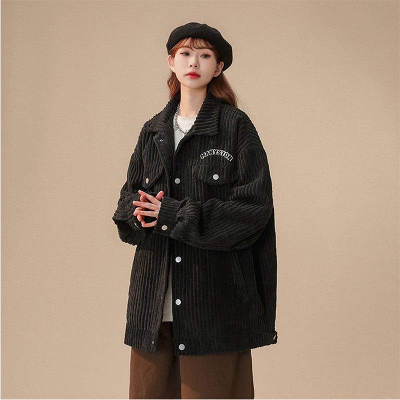 [Fujiman Series] ★Jacket★ 2color outerwear unisex men's corduroy casual black beige