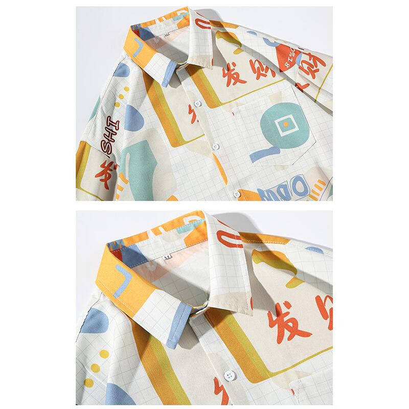 [MUCHUANLANG Series]★Shirt★ Tops 2color Unisex Men's Large Size Unique Travel Beach