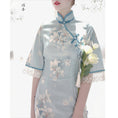 Load image into Gallery viewer, [Dust Smoke Cloud Dream --- Unlan Jade Nishiki Series]★China-style dress★Cheongsam dress, Chinese clothes, short sleeves, long length, butterfly ornament included
