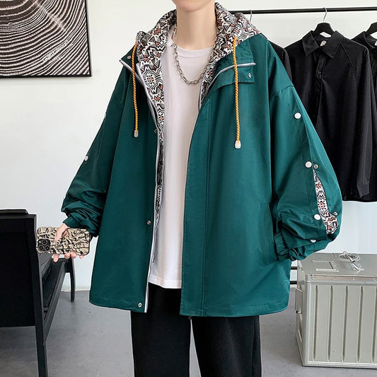 [Senke Nishiki Series]★Jacket★ 4color outerwear unisex men's fake layered green black blue yellow