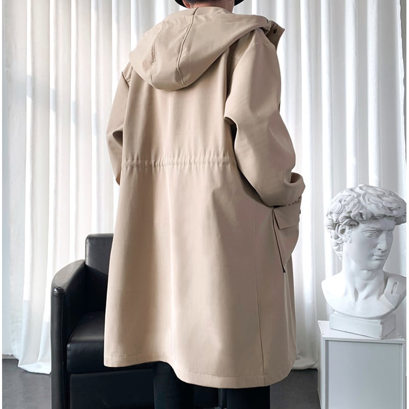 [Kaei Series] ★Trench coat★ 3colors Black, green or light brown, cotton insert type available, hooded, hat included