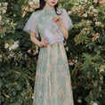 Load image into Gallery viewer, [DAXIAOJIE series]★China style dress★ Embroidery long length green green SML date cute sleeves
