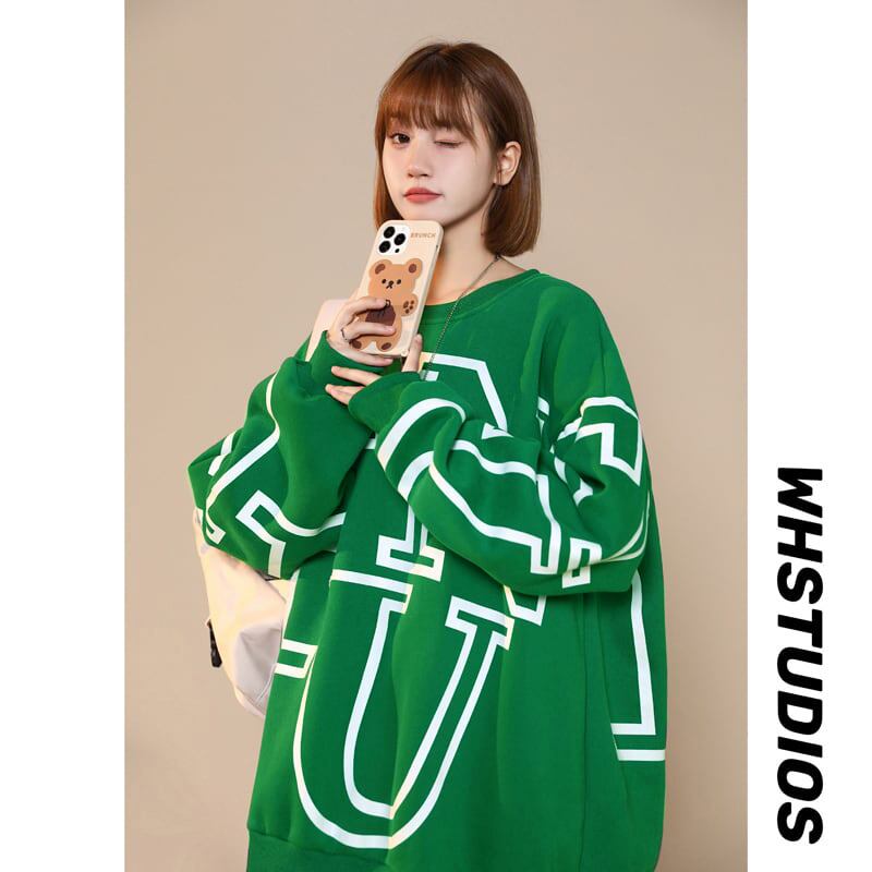 【藤伊曼シリーズ】★トップス★ 6color 男女兼用 メンズ アルファベット 青 緑 黒 灰 白 M L XL 2XL 3XL