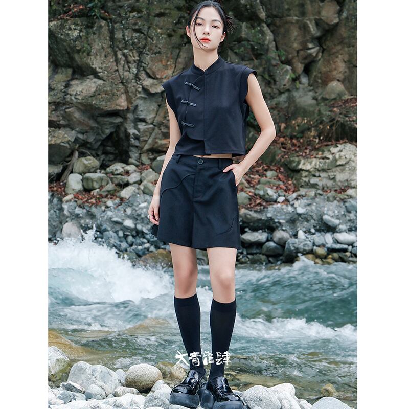 [Daiseiryusu Series] ★Shorts★ Shorts Bottoms Simple Black Easy to match with high look