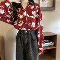 Load image into Gallery viewer, [BUXI Series]★Shirt★ Tops Floral Print Retro Red Red Women's Fashion Long Sleeve
