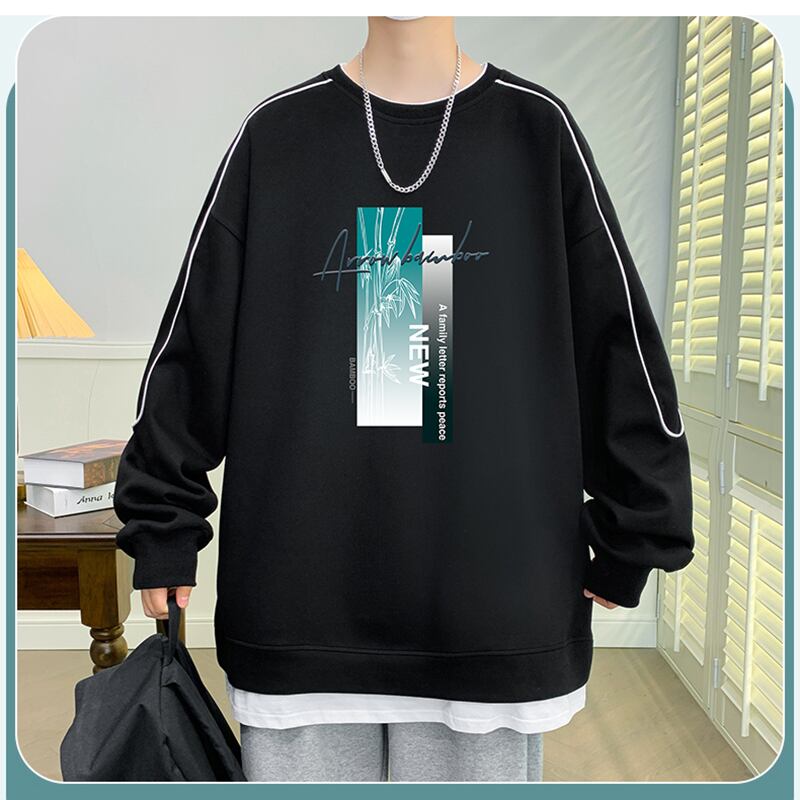 [ZFL Series] ★Tops★ 5color Faux Layered Unisex Men's Large Size White Black Green Brown Gray