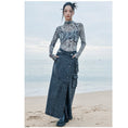 Load image into Gallery viewer, [Daiseiryusu Series] ★China style skirt★ Bottoms Denim skirt Long skirt Slit
