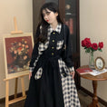 Load image into Gallery viewer, [Dong Xiaojie Series] ★Checked pattern dress★ Large size, fake layered, slimming, switching, cute, black, black
