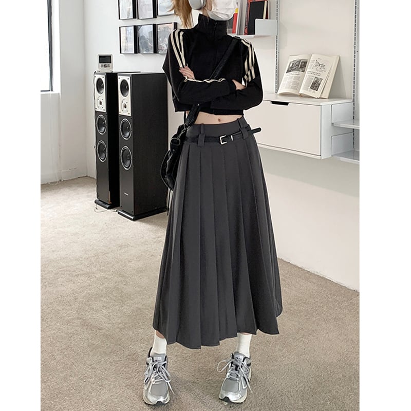 [Shoujo Kaira Series]★Skirt★ 3color Bottoms Pleated Skirt Black Gray Black Gray Slimming Easy to Match SML