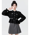 Load image into Gallery viewer, [WEIWU Series]★Shirt★ Tops Ladies Short Length Corduroy Black Cute Stylish
