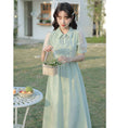 Load image into Gallery viewer, [NANMOSEN Series] ★China style dress★ Short sleeve dress, China button, cute, improves temperament, green
