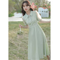 Load image into Gallery viewer, [NANMOSEN Series] ★China style dress★ Short sleeve dress, China button, cute, improves temperament, green
