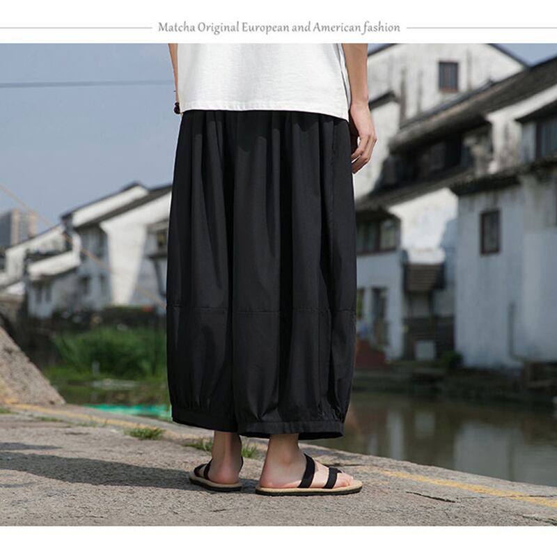 [JINTANG Series]★China style trousers★Bottoms Casual Pants Men's Large Size Loose Black