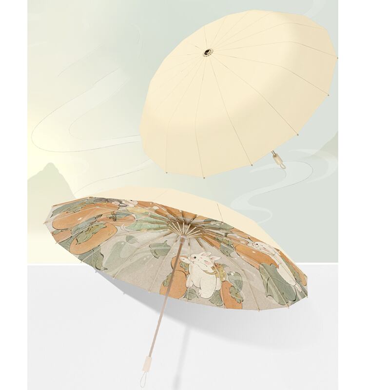 [BEIKA Series] ★China style umbrella★ 16 ribs, 6 types of floral patterns to choose from, rain &amp; sunshine, tri-fold umbrella, dual use, manual, rainy season, rainproof soup, sun protection, rabbit, rabbit