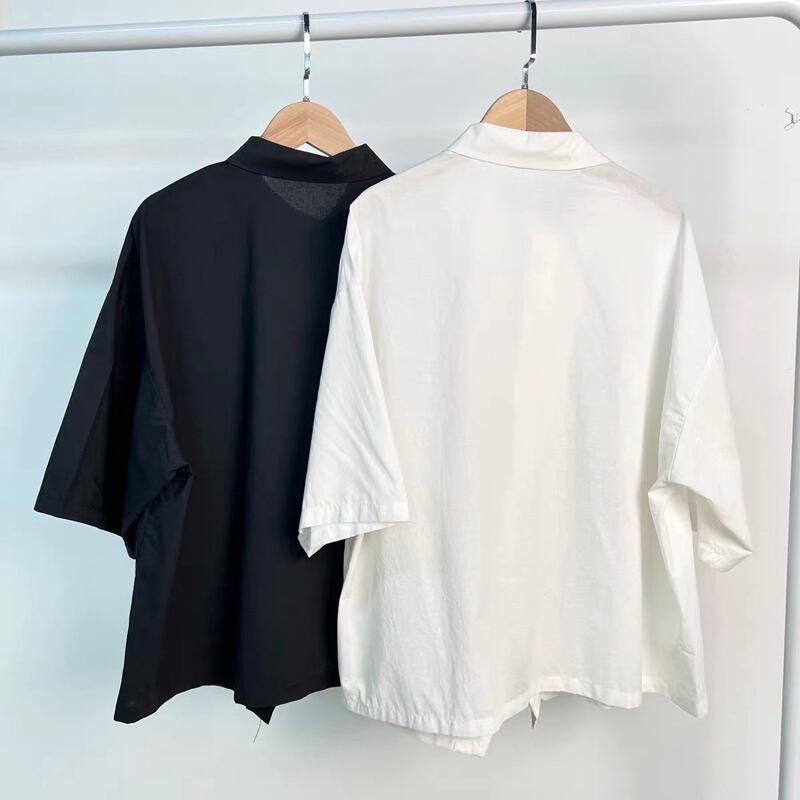 [Miyakoya Series]★China style shirt★2 color tops unisex irregular casual black white