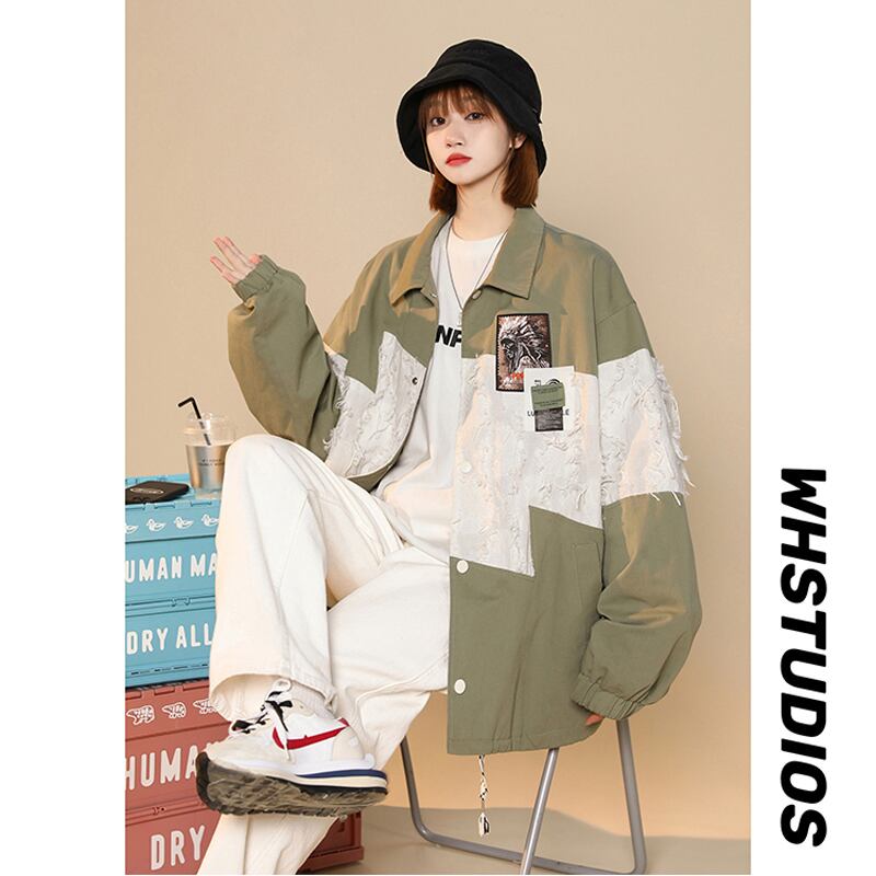 [Fujiiman Series] ★Jacket★ Outerwear 3color switching Unisex Unique black green brown