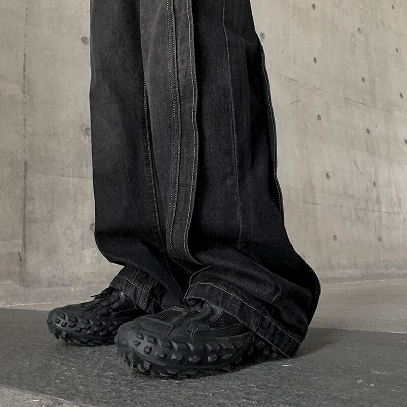 [NANSHI Series]★Denim pants★ 2color bottoms pants unisex men's simple easy to match black blue