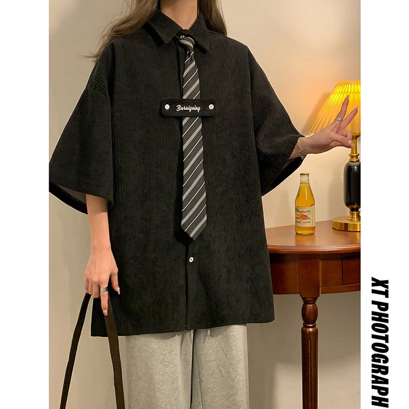 【Fkz系列】★襯衫配領帶★ 2色上衣 春夏 ML XL 2XL 男女通用 男士 易搭配