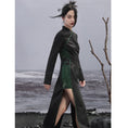 Load image into Gallery viewer, [Da Qinglong Shu Series]★Chinese style dress★ Improved Chinese dress, long sleeves, switching, long length, original, improves temperament, Chinese clothes, black
