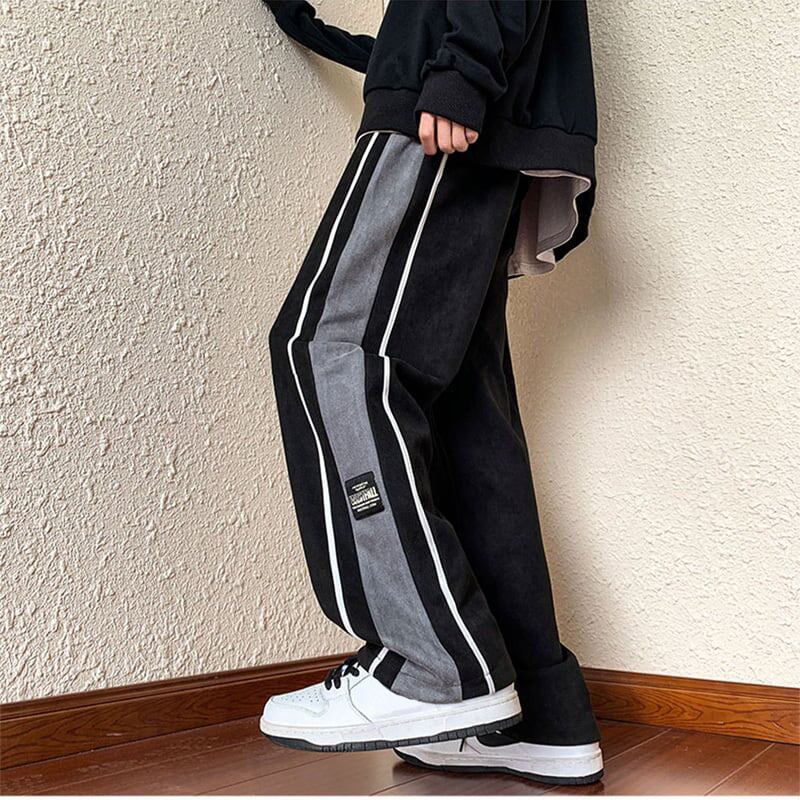 [Leonbinno Series]★Fleece-lined pants★Casual pants 2color Unisex Men's Large size Black Gray