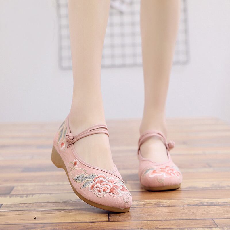 5colors Embroidery Shoes Handmade Shoes Chinese Shoes Tang Suit Hanfu Shoes Ethnic Style Size 35-41 Heel 3cm