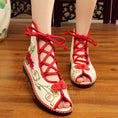 Load image into Gallery viewer, [Kamei Series]★China Shoes★ 2color Blue or Red Dyed Series Sandals Open Toe Shoes Size 35-40
