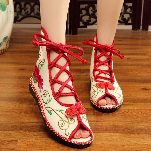 [Kamei Series]★China Shoes★ 2color Blue or Red Dyed Series Sandals Open Toe Shoes Size 35-40